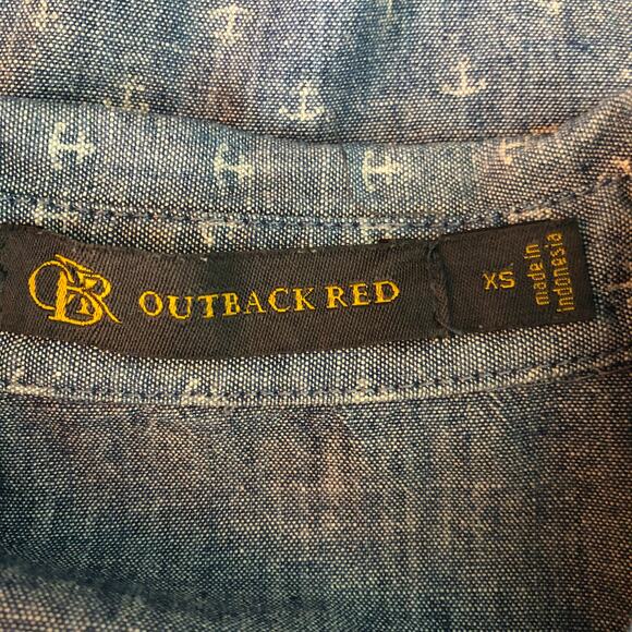 Outback Red Anchor Print 100% Cotton Button Down Shirt Size XS - Picture 2 of 11